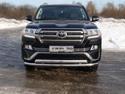 Защита передняя двойная 76-75 мм ТСС для Toyota Land Cruiser 200 Executive 2016-2021