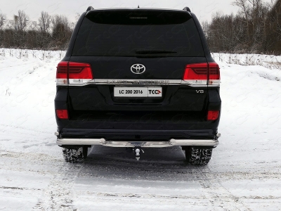 Защита задняя двойные уголки 76-42 мм ТСС для Toyota Land Cruiser 200 Executive 2016-2021