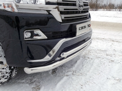 Защита передняя двойная 76-60 мм ТСС для Toyota Land Cruiser 200 Executive 2016-2021