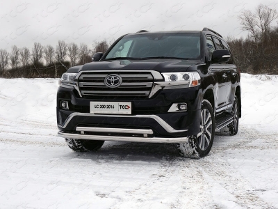 Защита передняя двойная 76-60 мм ТСС для Toyota Land Cruiser 200 Executive 2016-2021