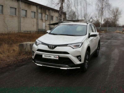 Защита переднего бампера с ДХО 60 мм ТСС для Toyota RAV4 2015-2019