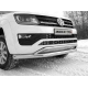 Защита передняя двойная с решеткой 76-42 мм ТСС для Volkswagen Amarok 2016-2021