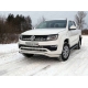 Пороги алюминиевые ТСС с накладкой серые для Volkswagen Amarok 2016-2021