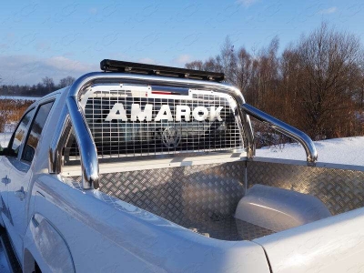 Защита кузова и заднего стекла со светодиодной фарой 76 мм ТСС для Volkswagen Amarok 2016-2021