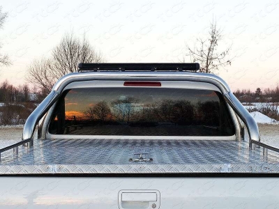 Защита кузова с фарой на крышку 76 мм ТСС для Volkswagen Amarok 2016-2021