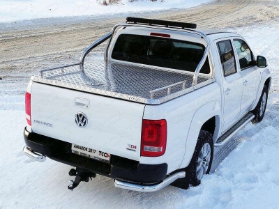 Защита кузова с фарой на крышку 75х42 мм ТСС для Volkswagen Amarok 2016-2021