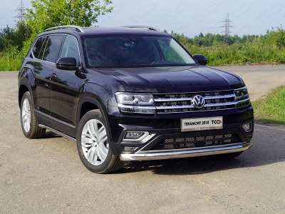 Защита передняя овальная 75х42 мм ТСС для Volkswagen Teramont 2018-2021