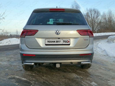 Защита задняя уголки 42 мм ТСС для Volkswagen Tiguan 2016-2021