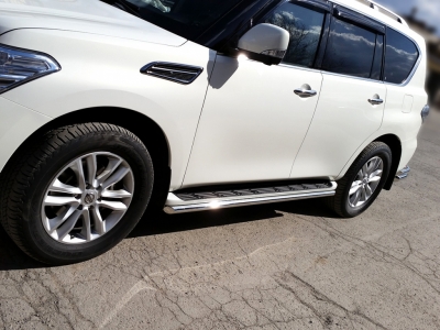Защита штатного порога 53 мм Технотек для Nissan Patrol 2014-2021