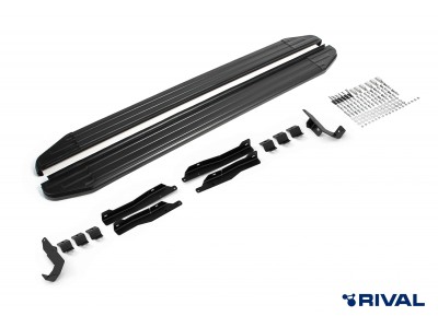 Порог-площадка "Black" F173ALB + комплкет крепежа, RIVAL для Chevrolet Equinox, 2020-н.в.