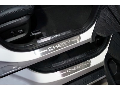 Накладки на пороги лист шлифованный надпись Chery 4 шт ТСС для Cheryexeed TXL 2020-2021