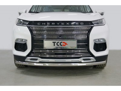 Защита переднего бампера с ДХО 60 мм ТСС для Cheryexeed TXL 2020-2021