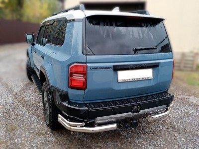 Защита заднего бампера "уголки" d-76+43 для Toyota Land Cruiser Prado 250 2023-н.в. ДИЗЕЛЬ