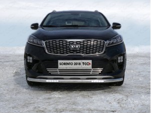 Защита переднего бампера с ДХО 60 мм для Kia Sorento Prime № KIASORPR18-15