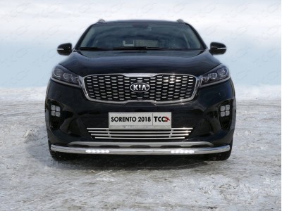 Накладка решетки радиатора 16 мм ТСС для Kia Sorento Prime 2018-2021