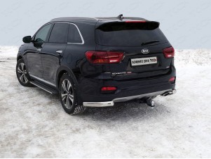 Защита задняя овальные уголки 75х42 мм для Kia Sorento Prime № KIASORPR18-28