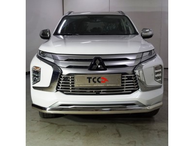 Защита передняя нижняя (овальная) 75х42 мм ТСС для Mitsubishi Pajero Sport III Рестайлинг 2019 – н.в. 