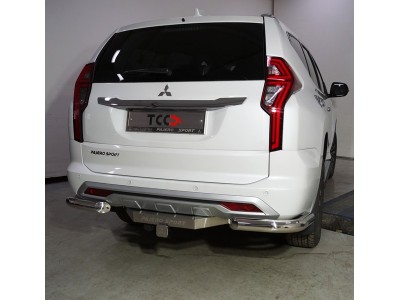 Защита задняя (уголки) 76,1 мм ТСС для Mitsubishi Pajero Sport III Рестайлинг 2019 – н.в. 