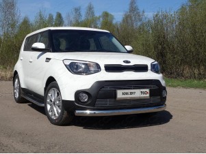 Защита передняя овальная 75х42 мм для Kia Soul № KIASOUL17-15