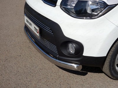 Защита передняя овальная 75х42 мм ТСС для Kia Soul 2016-2021