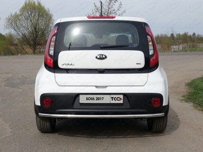Защита заднего бампера 42 мм ТСС для Kia Soul 2016-2021