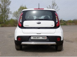 Защита заднего бампера овальная 75х42 мм для Kia Soul № KIASOUL17-26