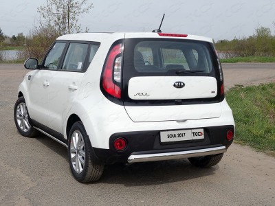 Защита заднего бампера овальная 75х42 мм ТСС для Kia Soul 2016-2021