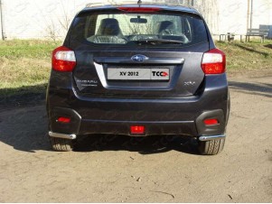 Защита заднего бампера длинные уголки 42 мм для Subaru XV № SUBXV12-03