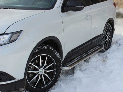 Пороги лист d-53 Технотек для Mitsubishi Outlander 2018-2021