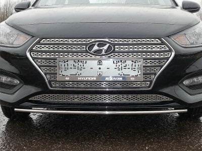 Защита переднего бампера 25 мм ТСС для Hyundai Solaris 2018-2020