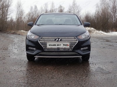 Защита переднего бампера 25 мм ТСС для Hyundai Solaris 2018-2020