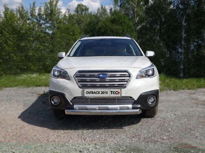 Защита передняя овальная 75х42 мм ТСС для Subaru Outback 2015-2021