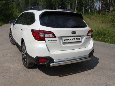 Защита заднего бампера овальная 75х42 мм ТСС для Subaru Outback 2015-2021