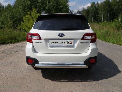 Защита заднего бампера овальная 75х42 мм ТСС для Subaru Outback 2015-2021