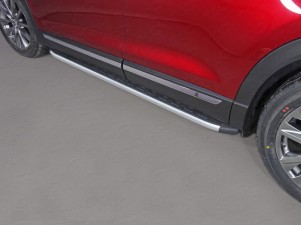 Пороги алюминиевые с накладкой ТСС для Mazda CX-9 № MAZCX917-23AL
