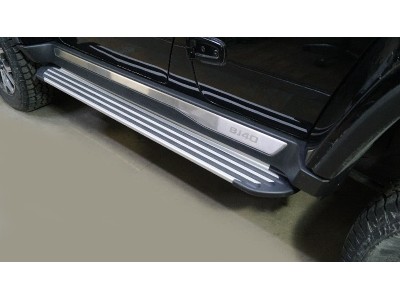 Пороги алюминиевые "Slim Line Silver" 1600 мм ТСС для Baic BJ40 II 2.0 2023 – н.в.