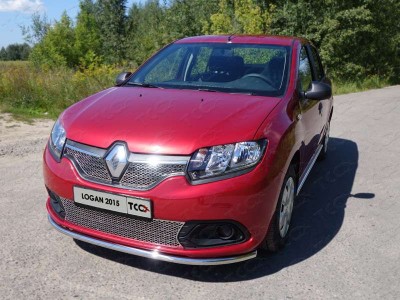 Защита переднего бампера 42 мм ТСС для Renault Logan 2015-2018