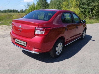 Защита заднего бампера 42 мм ТСС для Renault Logan 2015-2018