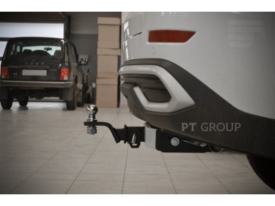 Фаркоп с нержавеющей накладкой Haval H6 2014-2020, Haval M6 2021-н.в. съемное крепление шара под американский квадрат