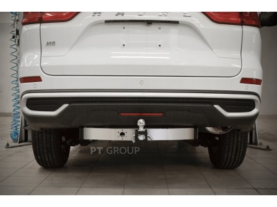 Фаркоп с нержавеющей накладкой Haval H6 2014-2020, Haval M6 2021-н.в. съемное крепление шара под американский квадрат