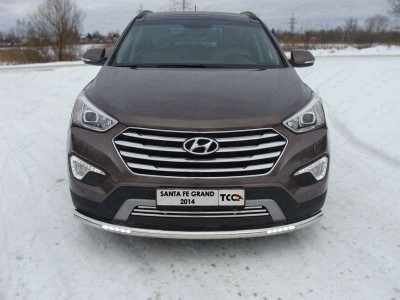 Защита переднего бампера с ДХО 60 мм ТСС для Hyundai Santa Fe Grand 2014-2016