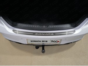 Накладка на задний бампер шлифованный лист надпись Sonata для Hyundai Sonata № HYUNSON18-09