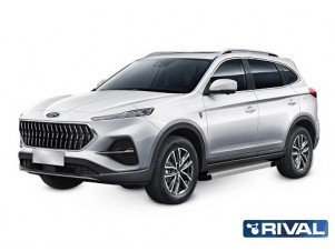 Порог-площадка "Silver" F180AL Rival + комплект крепежа для JAC S7 2020-н.в. №F180AL.9202.1