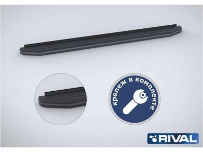 Порог-площадка "Premium-Black" A180ALB Rival + комплект крепежа для JAC S7 2020-н.в. 