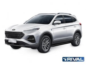 Порог-площадка "Premium-Black" A180ALB Rival + комплект крепежа для JAC S7 2020-н.в. №A180ALB.9202.1