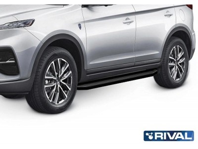 Порог-площадка "Premium-Black" A180ALB Rival + комплект крепежа для JAC S7 2020-н.в. 
