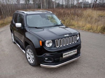 Защита передняя овальная 75х42 мм ТСС для Jeep Renegade 2015-2021