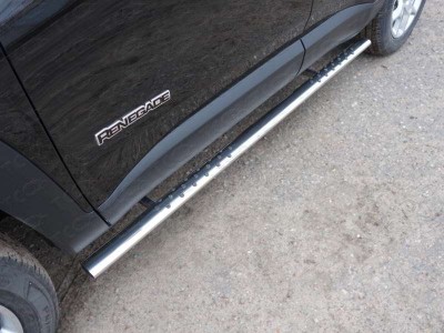 Пороги труба овальная с проступью 75х42 мм ТСС для Jeep Renegade 2015-2021