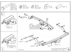 ТСУ Фаркоп оцинкованный Galia шар A для Dacia Dokker № D045A