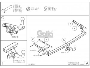 ТСУ Фаркоп оцинкованный Galia шар A на универсал для Ford Focus 2 № F096A